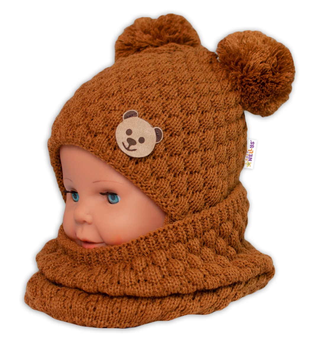 Baby Nellys: Pletený nákrčník/komín (hnedý)