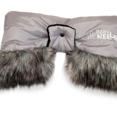 Baby Nellys: Rukávnik ku kočíku s kožušinkou (sivý)