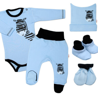 Baby Nellys Súpravička do pôrodnice Zebra - modrá, veľ. 68