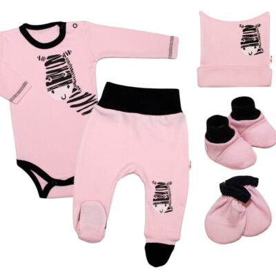 Baby Nellys Súpravička do pôrodnice Zebra - ružová