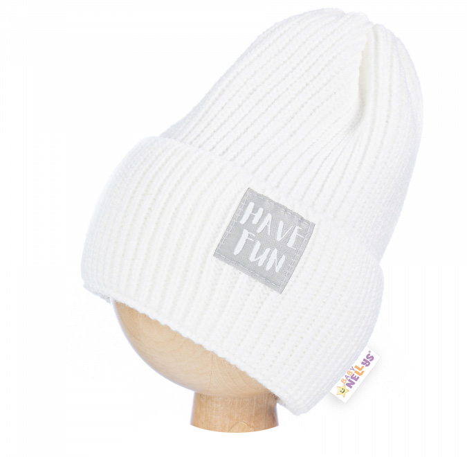 Baby Nellys: Zimná čiapka Have Fun (biela)