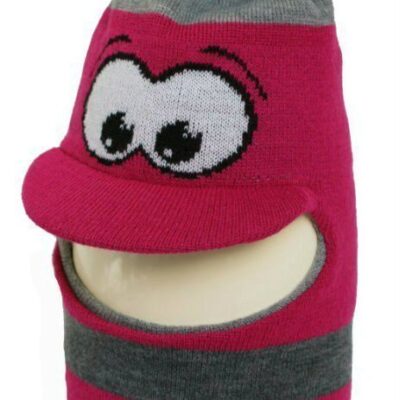 Baby Nellys: Zimná kukla so šiltom a bambuľou (malinová)