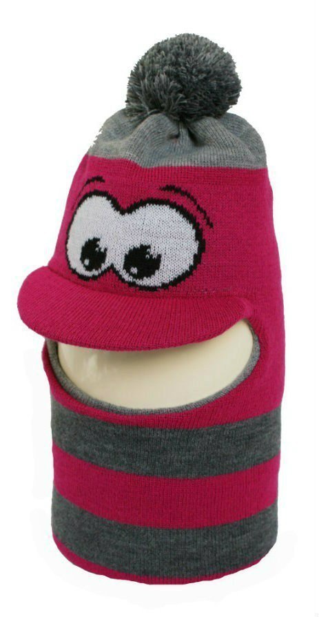 Baby Nellys: Zimná kukla so šiltom a bambuľou (malinová)