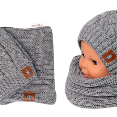 Baby Nellys: Čiapka + komín Star (sivá)