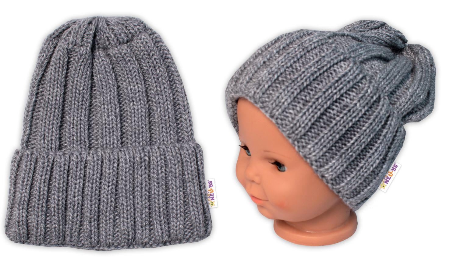 Baby Nellys: Zimná čiapka Mom and Baby (sivá)