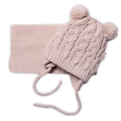 Baby Nellys: Čiapka so šálom TEDDY (béžová, 62/68)
