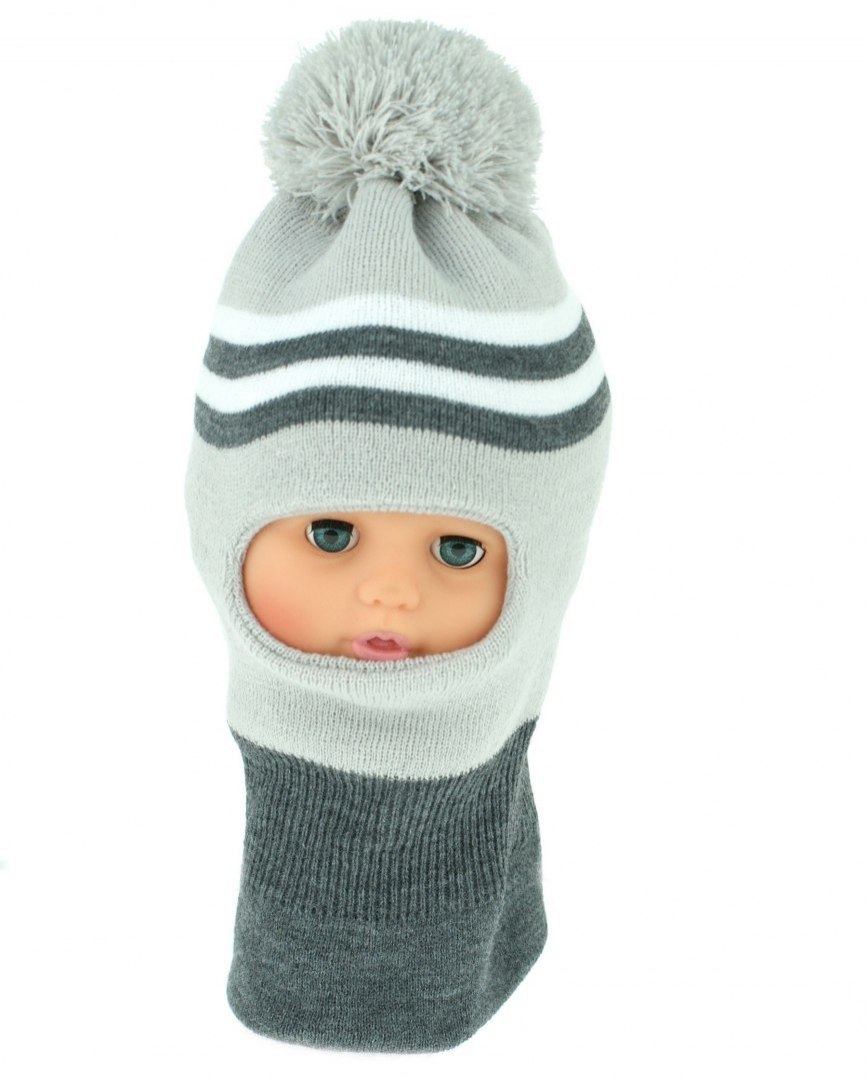 Baby Nellys: Zimná kukla s bambuľou (sv. sivá)