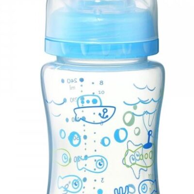 BabyOno: Modrá antikoliková fľaštička (široké hrdlo)