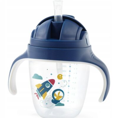 BabyOno: Hrnček so slamkou 240ml (modrý)