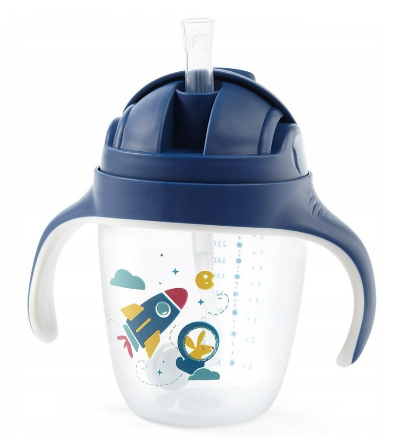 BabyOno: Hrnček so slamkou 240ml (modrý)