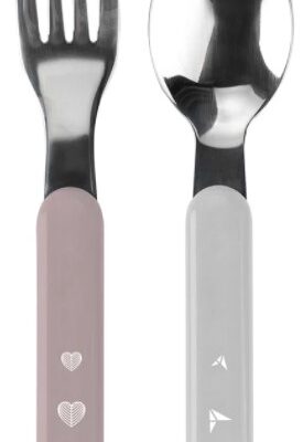 BabyOno: Nerezový príbor (sivý/ružový)