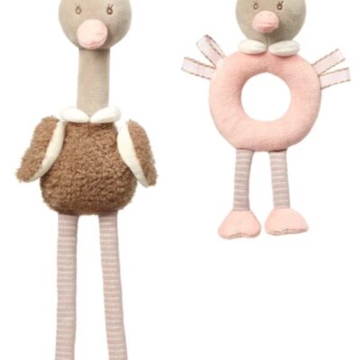 BabyOno: Sada hračiek Ostrich Mcknox (sivá/ružová)