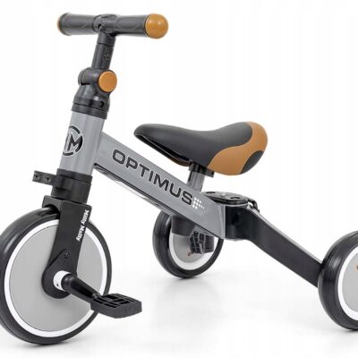 Balančná trojkolka, bicykel, odrážadlo Milly Mally, Optimus 3 v 1, sivá