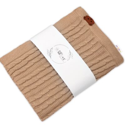 Bambusová deka pre bábätko Teddy, 80x100cm, vzor pletený vrkoč - béžová