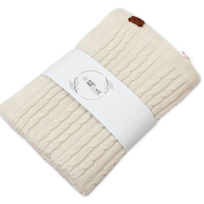 Bambusová deka pre bábätko Teddy, 80x100cm, vzor pletený vrkoč - ecru, smotanová