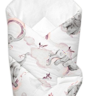 Bavlnená novorodenecká zavinovačka Baby Nellys, Slon a Dúha, ružová/biela