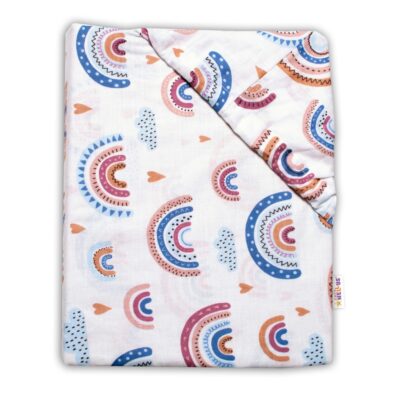 Bavlnená prestieradlo 70 x 140 cm - Dúha, pastelová/biela