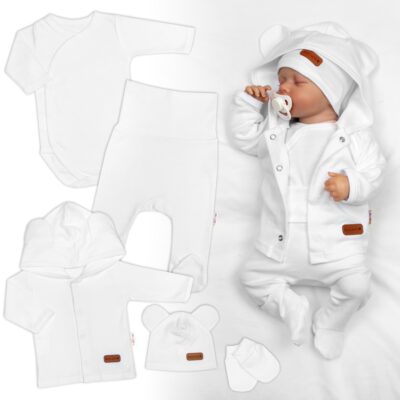 Bavlnená súprava pre bábätko do pôrodnice 5D, Made with love, biela, veľ. 62