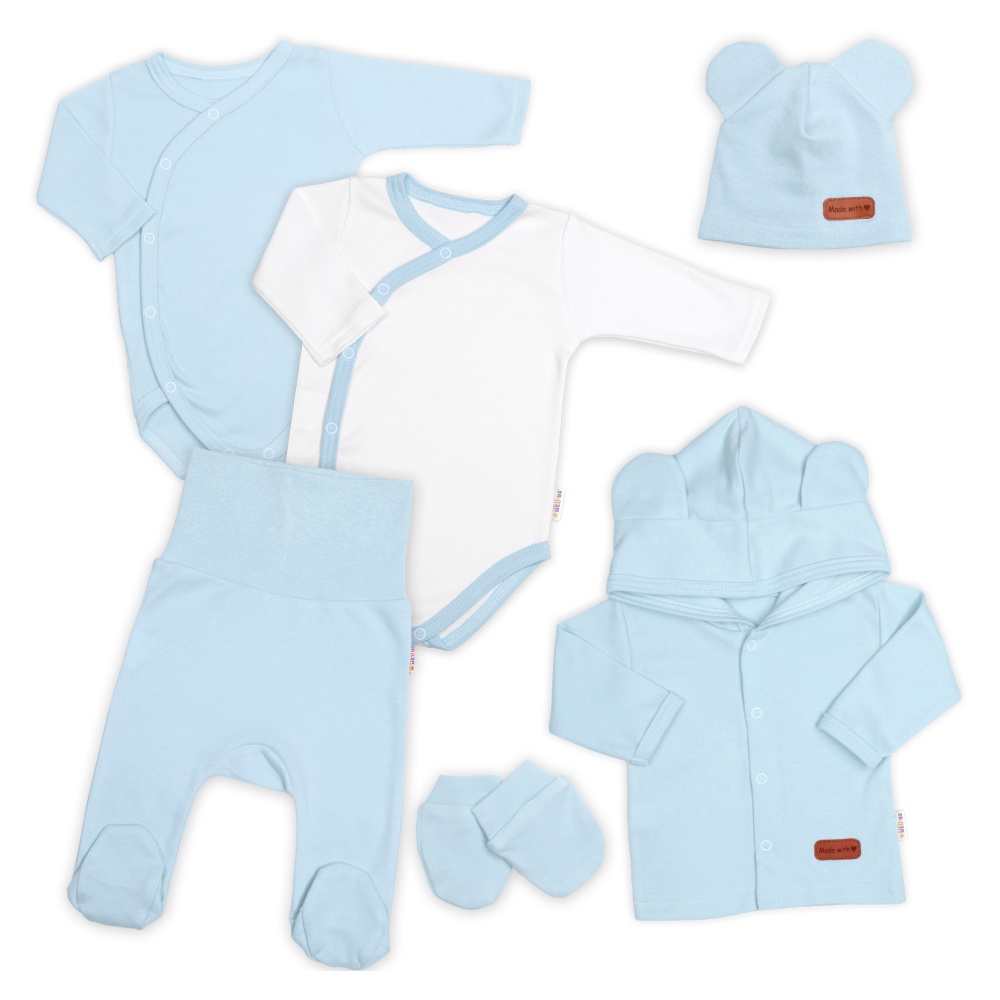 Bavlnená súprava pre bábätko do pôrodnice 6D, Made with love, baby blue, veľ. 62