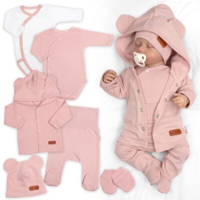 Bavlnená súprava pre bábätko do pôrodnice 6D, Made with love, pudr. růžová, veľ. 56