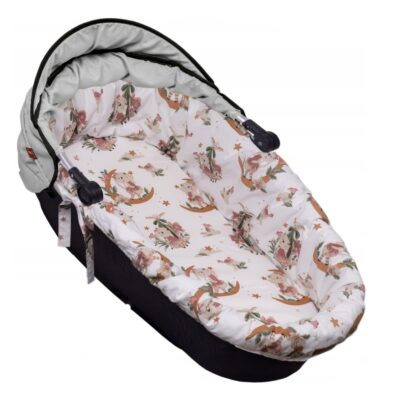 Bavlnená vložka do kočíkov/koše s penovým matracom, Baby Nellys, Bunny Star, biela