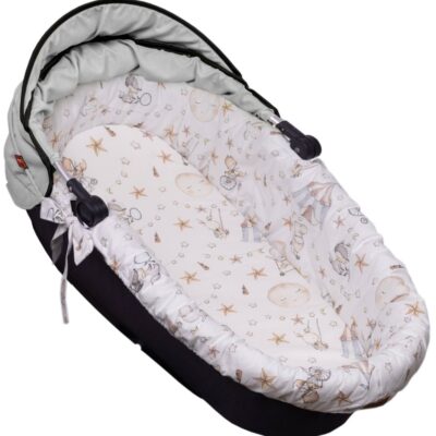 Bavlnená vložka do kočíkov/koše s penovým matracom, Baby Nellys, Cirkus, biela