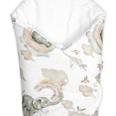 Bavlnená zavinovačka s kokosovou vložkou, Slon a Dúha, biela