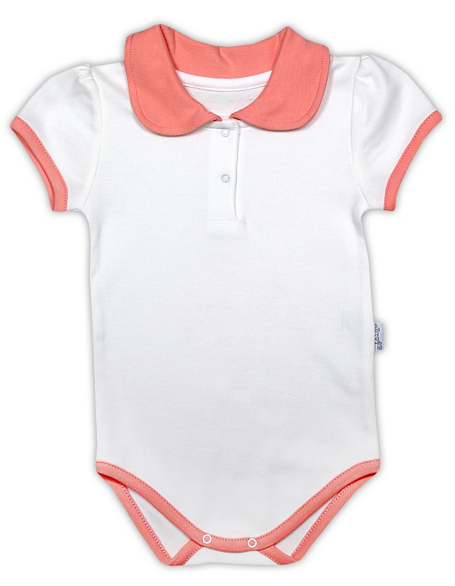 Bavlnené body NICOL ŠTVORLÍSTOK s golierikom - krátky rukáv - biela, vel. 98