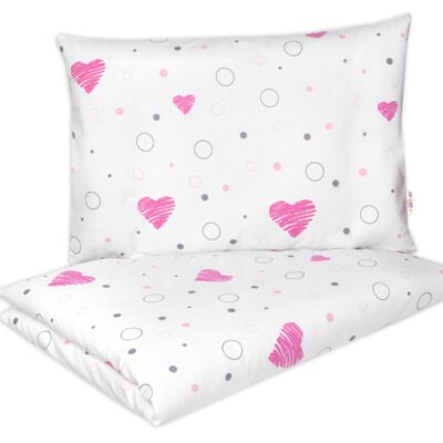 Bavlnené obliečky, 2D 140x200/70x80, I love Girl, Baby Nellys, ružová/biela
