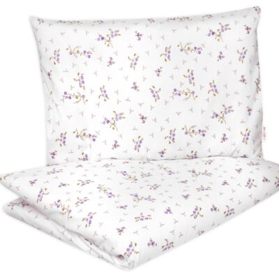 Bavlnené obliečky, 2D 140x200/70x80 - Levanduľa, Baby Nellys, biela/fialová