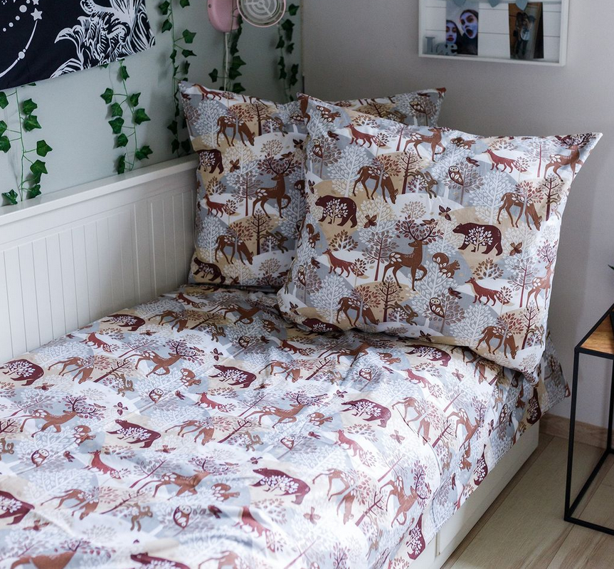 Bavlnené obliečky, 2D 140x200/70x80 - Wild animals, Baby Nellys, béžové