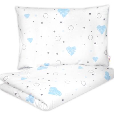 Bavlnené obliečky, 2D 140x200/70x90, I love Boy, Baby Nellys, modrá/biela