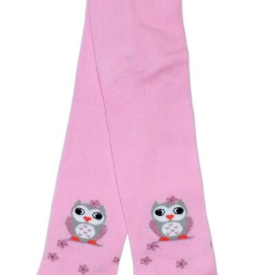 Bavlnené pančucháče Baby Nellys ® - Malá sova ružové, veľ. 104/110