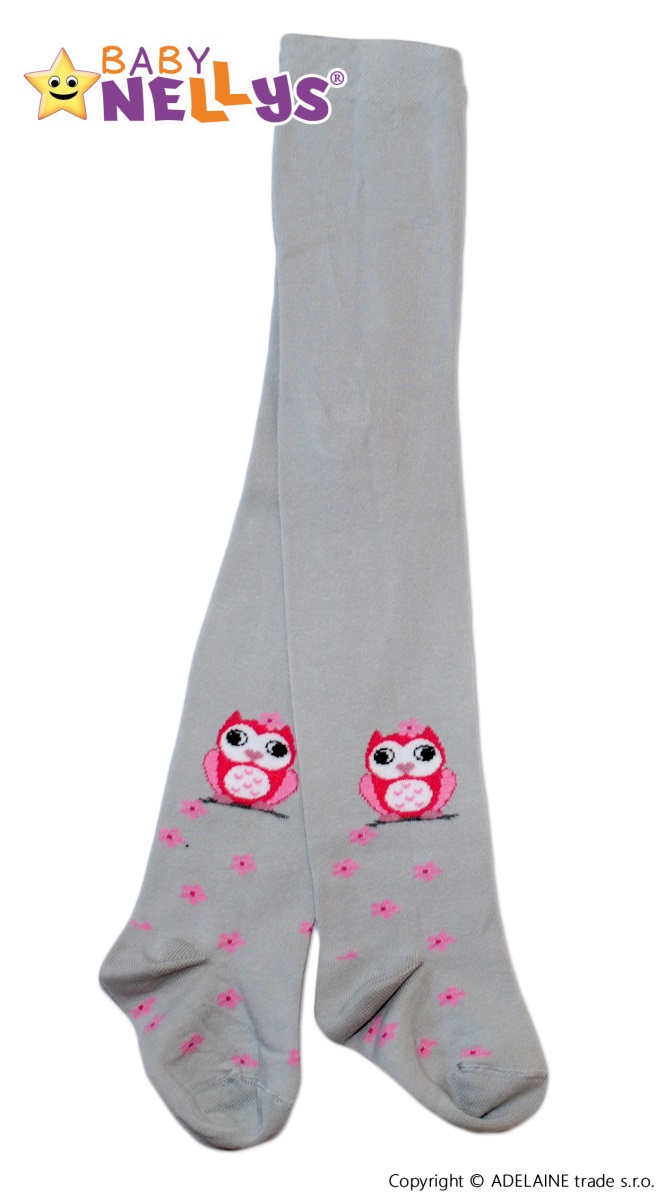 Bavlnené pančucháče Baby Nellys ® - Malá sova šedé, veľ. 104/110