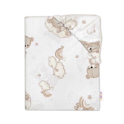 Bavlnené prestieradlo do postieľky, Malý Macko, biela/béžová