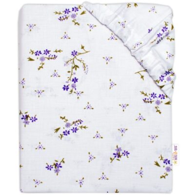 Bavlnené prestieradlo, Levanduľa, Baby Nellys, biela/fialová