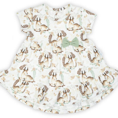 Bavlnené šatôčky kr. rukáv Bambi, Nicol, krémové, veľ. 104