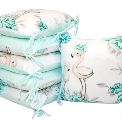 Baby Nellys: Vankúšikový mantinel Plameniak (mätový)