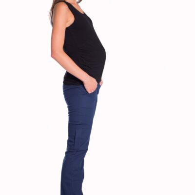 Be MaaMaa Bavlnené, tehotenské nohavice s vreckami - granat, vel´. XL