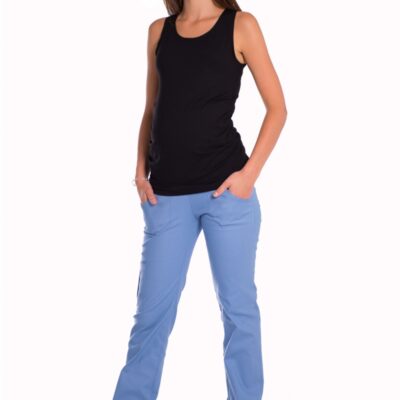 Be MaaMaa Bavlnené, tehotenské nohavice s vreckami - sv. modrá, vel´. XXL