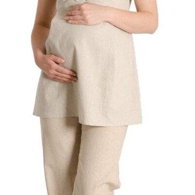 Be MaaMaa Ľanová tunika, blúzka - letné - béžová