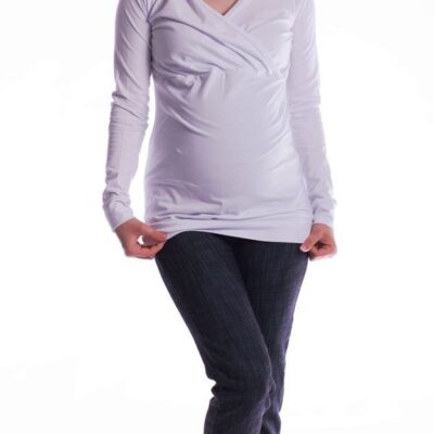 Be MaaMaa Tehotenská mikina s kapucňou OLINA - biela