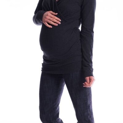 Be MaaMaa Tehotenská mikina s kapucňou OLINA - čierna, L/XL