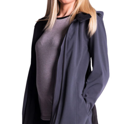 Be MaaMaa Tehotenská softshellová bunda, kabátik - sivá / grafit