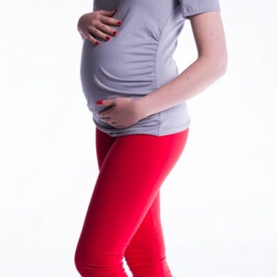 Be MaaMaa Tehotenské farebné legíny 3/4 dĺžky - červená, veľ. XL