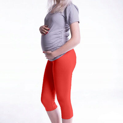 Be MaaMaa Tehotenské farebné legíny 3/4 dĺžky - korálová, veľ. M