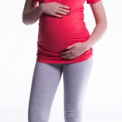 Be MaaMaa Tehotenské farebné legíny 3/4 dĺžky - šedá, veľ. L