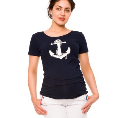 Be MaaMaa Tehotenské kraťasy Jeans Tommy - biele s prúžkom, vel´. S