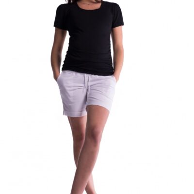 Be MaaMaa Tehotenské kraťasy s elastickým pásom - biele, vel´. XXL