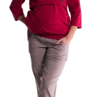 Be MaaMaa Tehotenské nohavice letné bez brušného pásu - béžové